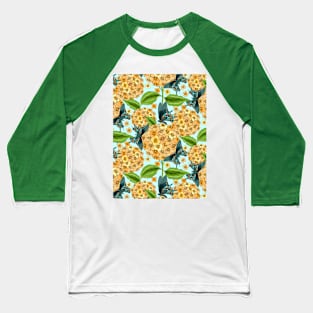 Orange Hydrangea And Butterflies Pattern Baseball T-Shirt
